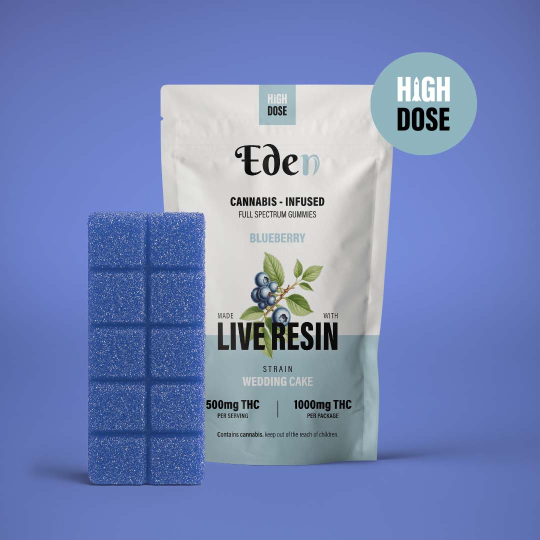 Live-resin-Wedding-Cake-Gummies-1000mg-eden2 live resin thc gummies eden 1000mg wedding cake strain